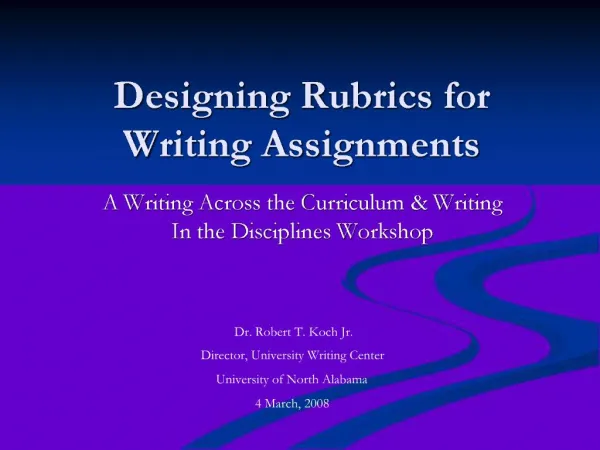 Designing Rubrics for Writing Assignments