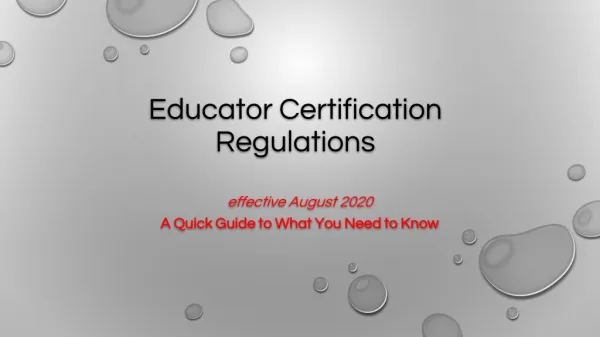 Educator Certification Regulations