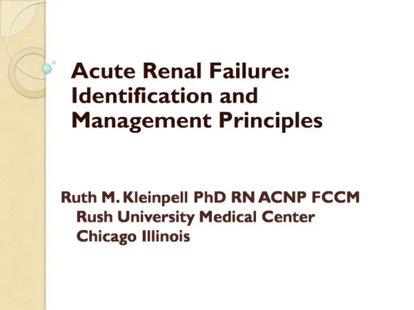 Ruth M. Kleinpell PhD RN ACNP FCCM Rush University Medical Center Chicago Illinois