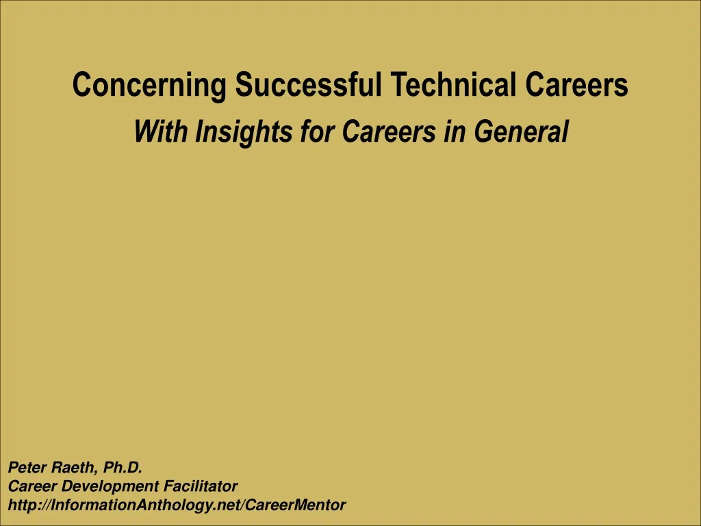 concerning successful technical careers with