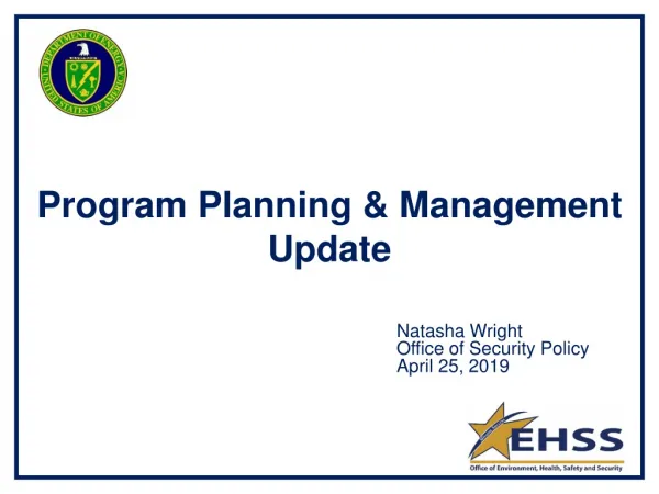 Program Planning &amp; Management Update