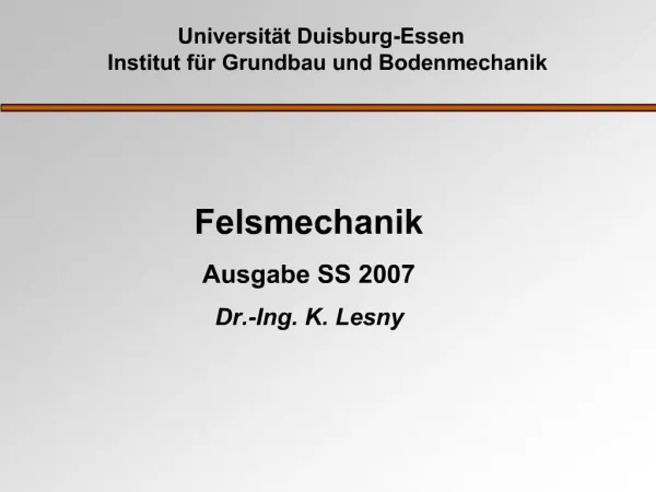 Universit t Duisburg-Essen Institut f r Grundbau und Bodenmechanik