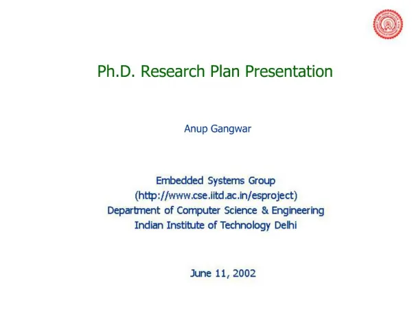 Ph.D. Research Plan Presentation