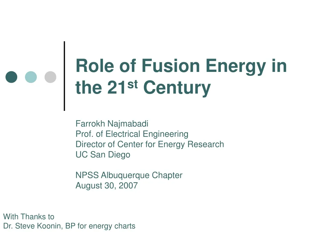 role of fusion energy in the 21 st century