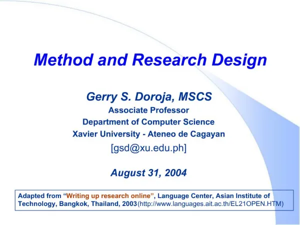 Method and Research Design