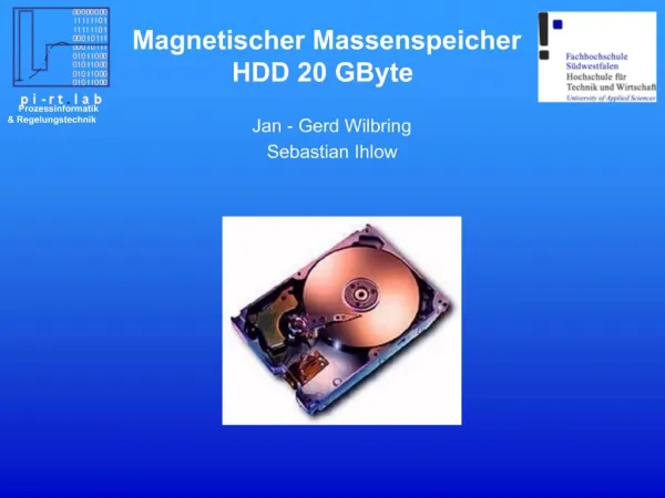 Magnetischer Massenspeicher HDD 20 GByte