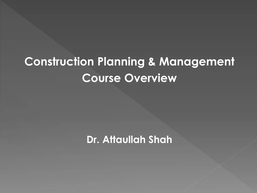construction planning management course overview