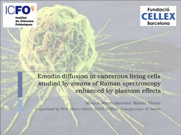 Emodin diffusion in cancerous living cells studied by means of Raman spectroscopy enhanced by plasmon effects
