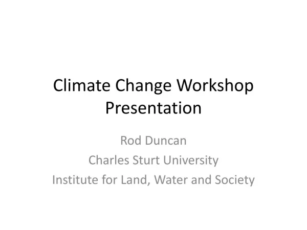 Climate Change Workshop Presentation