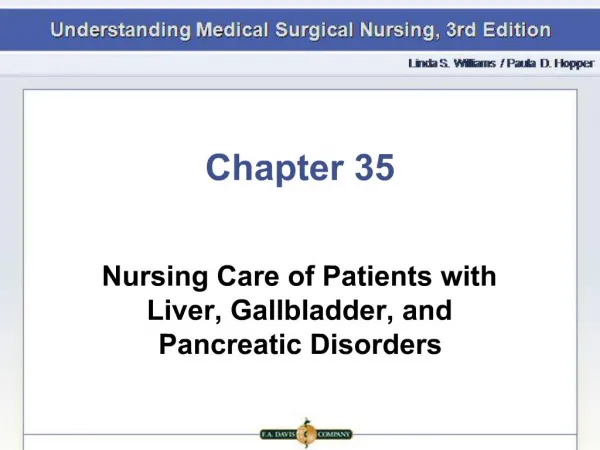 Nursing Care of Patients with Liver, Gallbladder, and Pancreatic Disorders