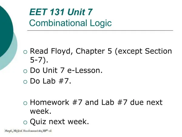EET 131 Unit 7 Combinational Logic