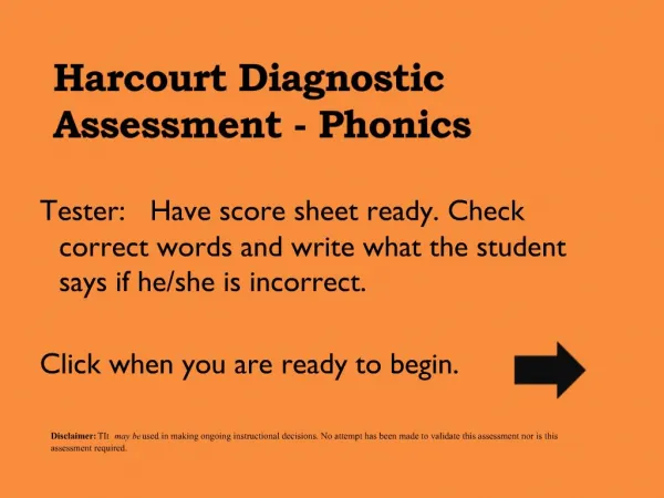 Harcourt Diagnostic Assessment - Phonics