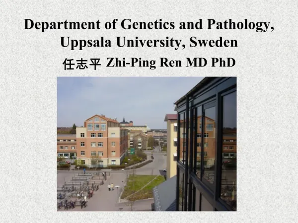 Department of Genetics and Pathology, Uppsala University, Sweden Zhi-Ping Ren MD PhD