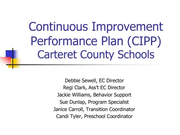 Continuous Improvement Performance Plan CIPP Carteret County Schools