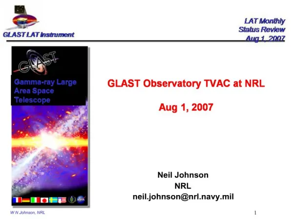 GLAST Observatory TVAC at NRL Aug 1, 2007