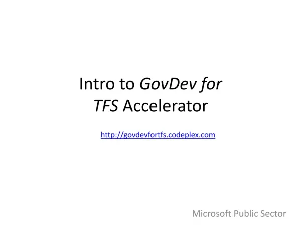 Intro to GovDev for TFS Accelerator