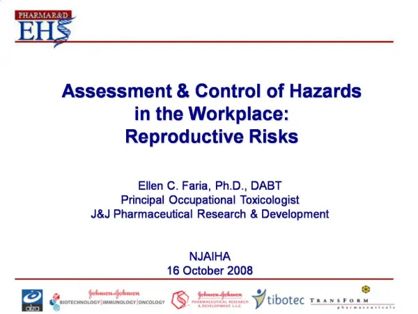 Assessment Control of Hazards in the Workplace: Reproductive Risks