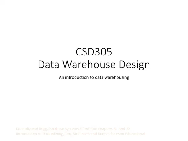 CSD305 Data Warehouse Design