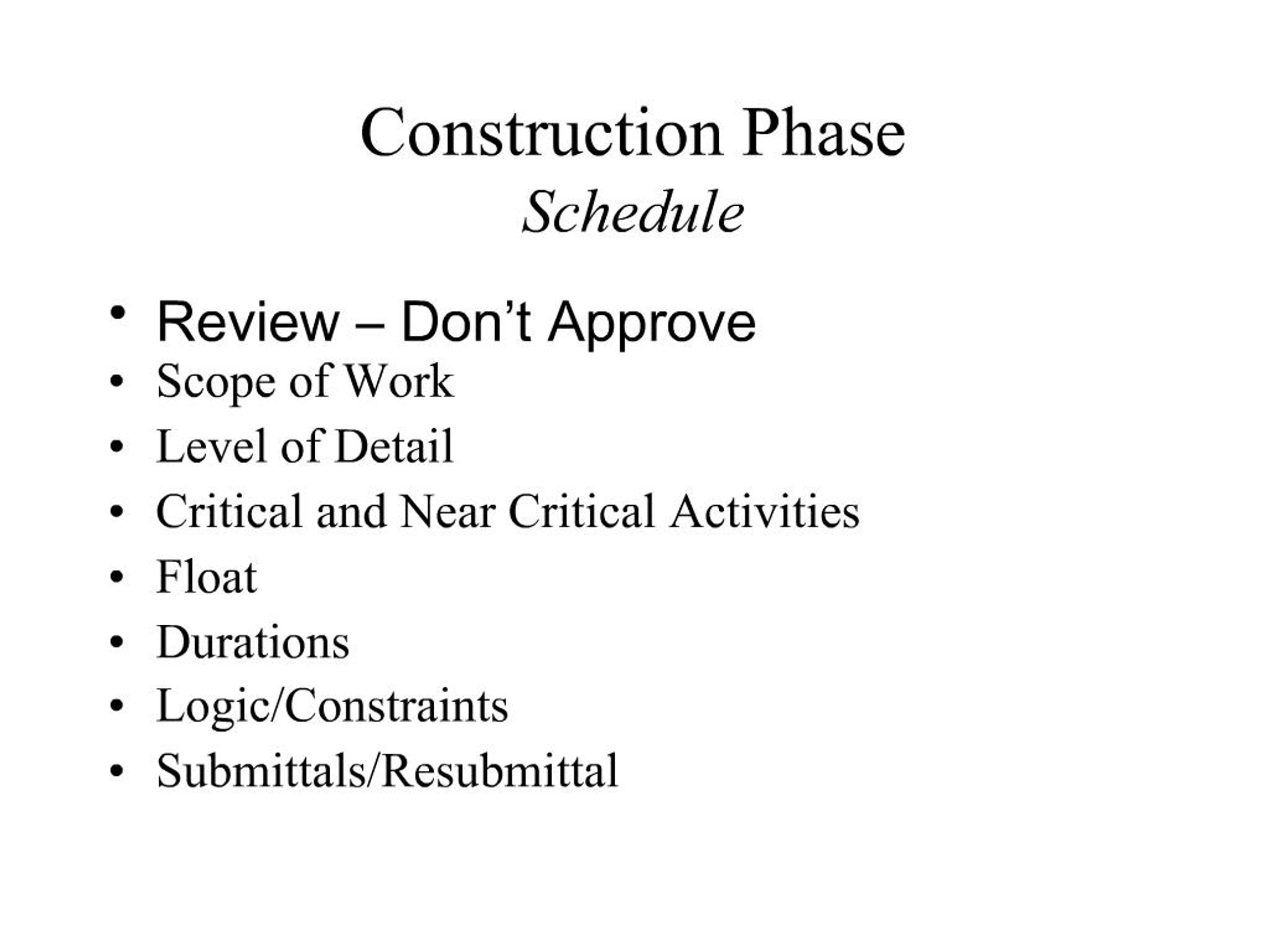 PPT - Construction Phase Schedule PowerPoint Presentation, free ...