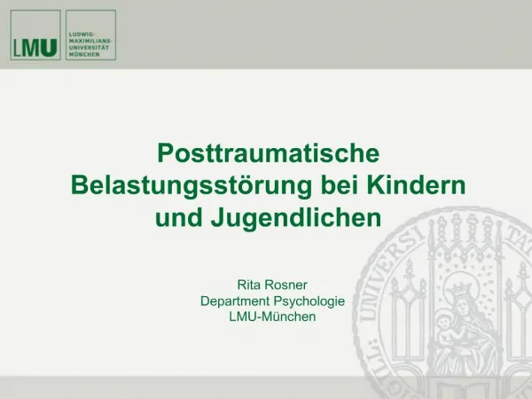 Rita Rosner Department Psychologie LMU-M nchen