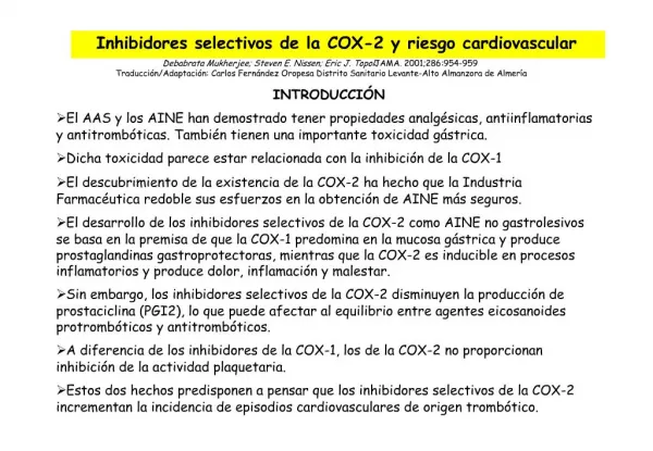 Inhibidores selectivos de la COX-2 y riesgo cardiovascular