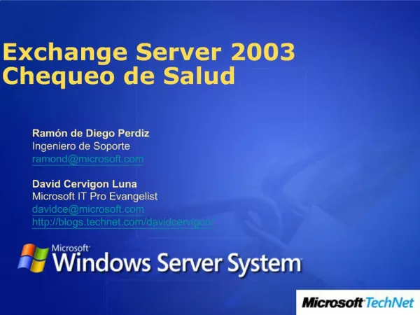 Exchange Server 2003 Chequeo de Salud