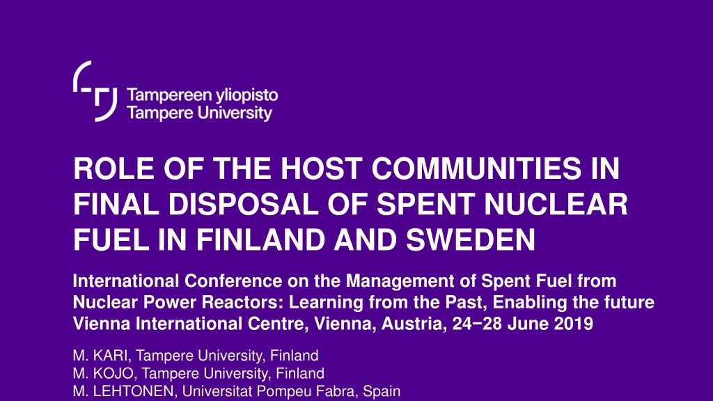 role of the host communities in final disposal
