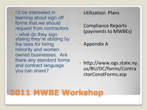 2011 MWBE Workshop