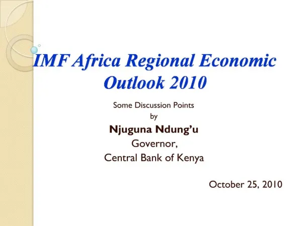 IMF Africa Regional Economic Outlook 2010