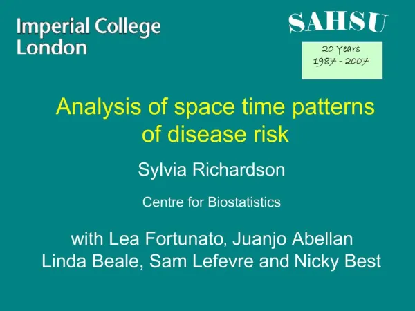 Analysis of space time patterns of disease risk