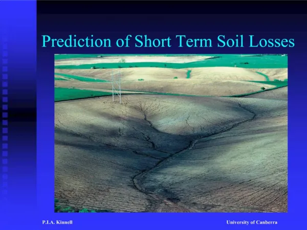 Prediction of Short Term Soil Losses