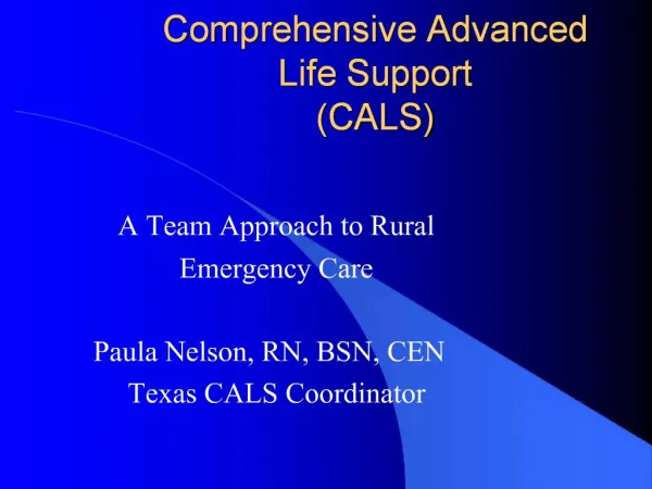 Comprehensive Advanced Life Support CALS