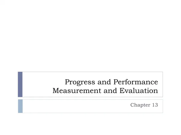 Progress and Performance Measurement and Evaluation