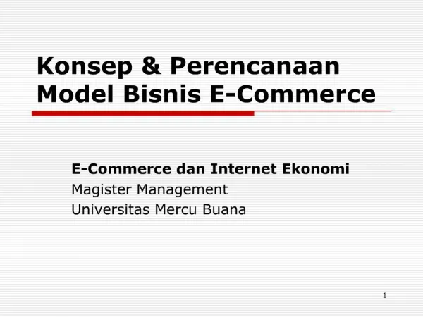 Konsep Perencanaan Model Bisnis E-Commerce