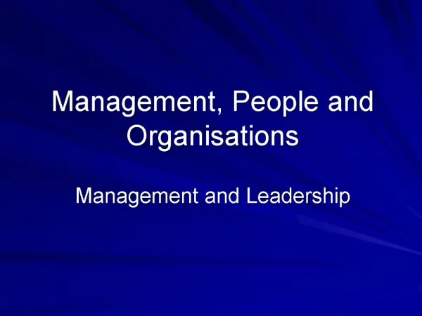 Management, People and Organisations