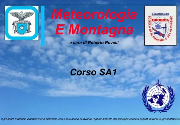 Meteorologia E Montagna a cura di Roberto Rovelli