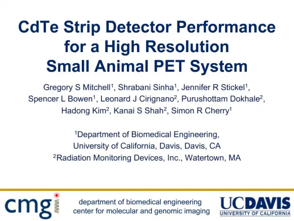 CdTe Strip Detector Performance for a High Resolution Small Animal PET System