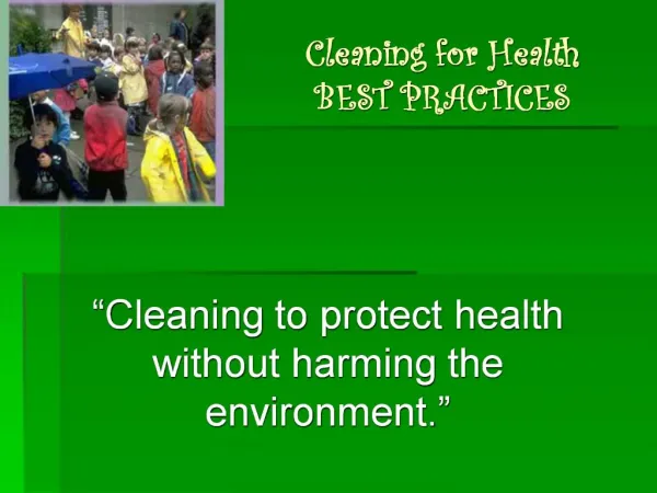 Cleaning for Health BEST PRACTICES