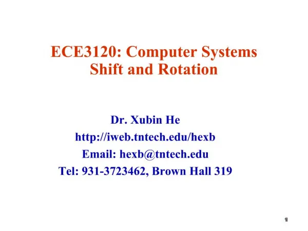 ECE3120: Computer Systems Shift and Rotation