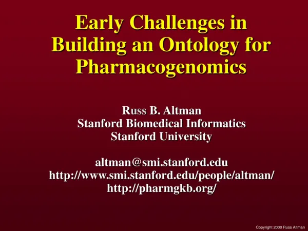 Early Challenges in Building an Ontology for Pharmacogenomics