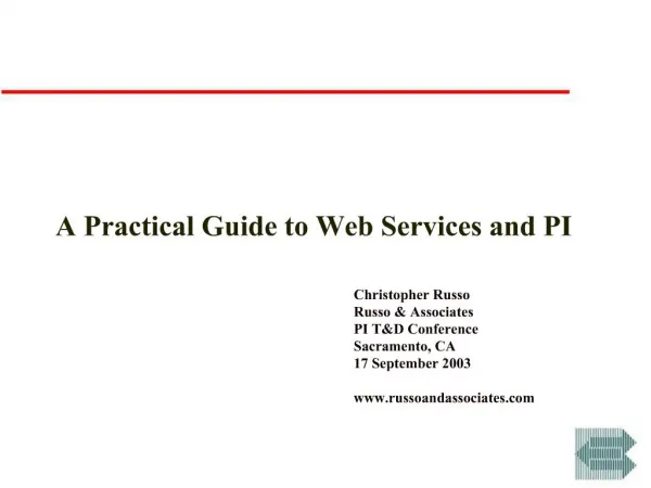 A Practical Guide to Web Services and PI