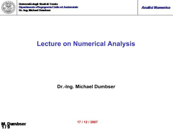 Lecture on Numerical Analysis