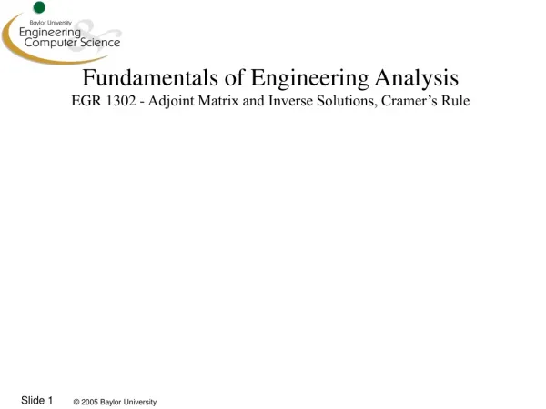 Fundamentals of Engineering Analysis