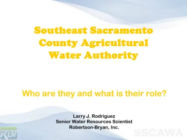 Southeast Sacramento County Agricultural Water Authority