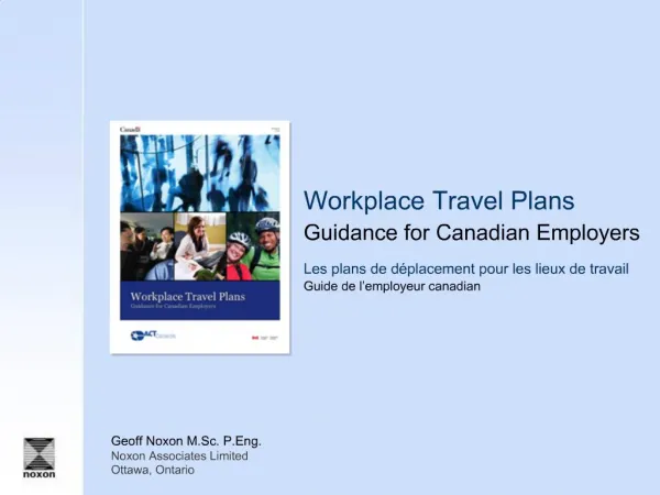 Workplace Travel Plans Guidance for Canadian Employers Les plans de d placement pour les lieux de travail Guide de l e