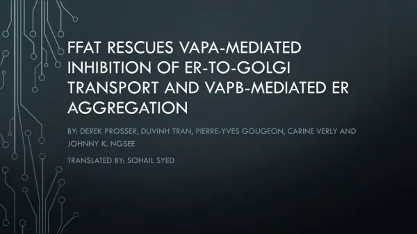 FFAT rescues VAPA-mediated inhibition of ER-to- golgi transport and VAPB-mediated ER aggregation