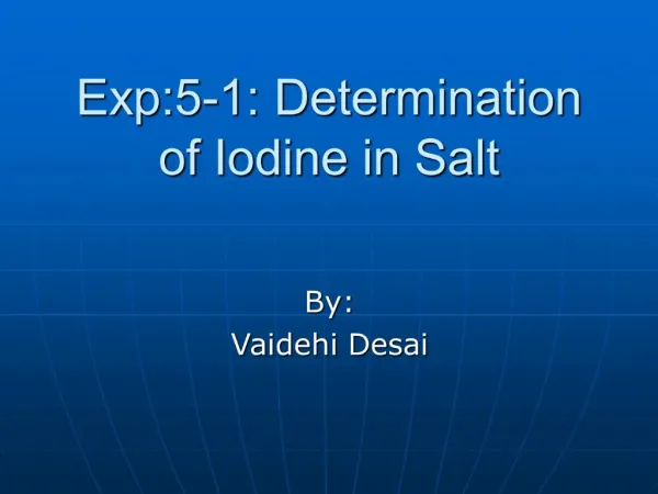 Exp:5-1: Determination of Iodine in Salt