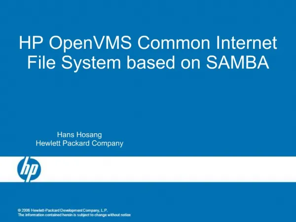 HP OpenVMS Common Internet File System based on SAMBA