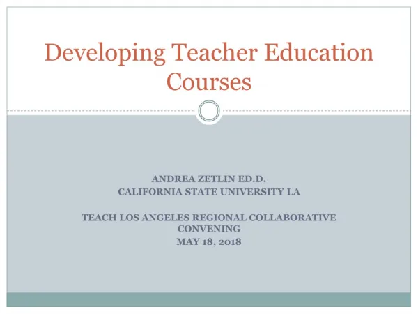 Developing Teacher Education Courses
