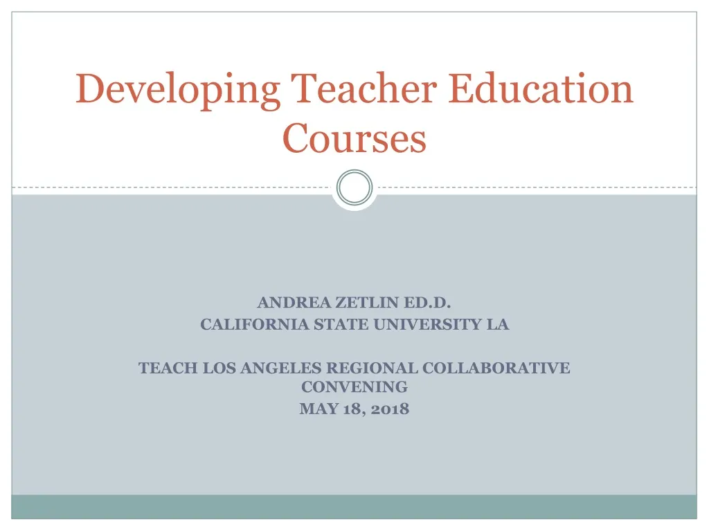 developing teacher education courses